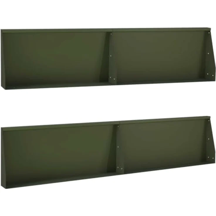 vidaXL Beetumrandung Stützmauer, 4-teilig, modularer wetterfester Stahl, 100 x 12 x 40 cm, olivgrün – Bild 1