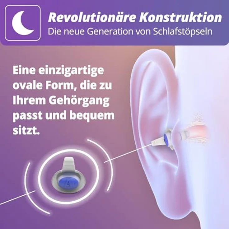 Alpine SleepDeep Weiche Ohrstöpsel zum Schlafen, Größe M/L, 3D-Ovalform und geräuschdämpfender Kern für maximalen Komfort und Dämpfung, Für Seitenschläfer geeignet, Reduzieren Schnarchgeräusche – Bild 3