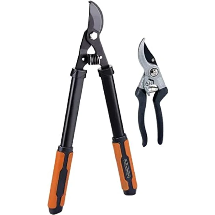 BLACK+DECKER Astscheren - 2 Stück - Astschere 53,3 CM - Gartenschere 20,3 CM - Schwarz/Orange – Bild 1