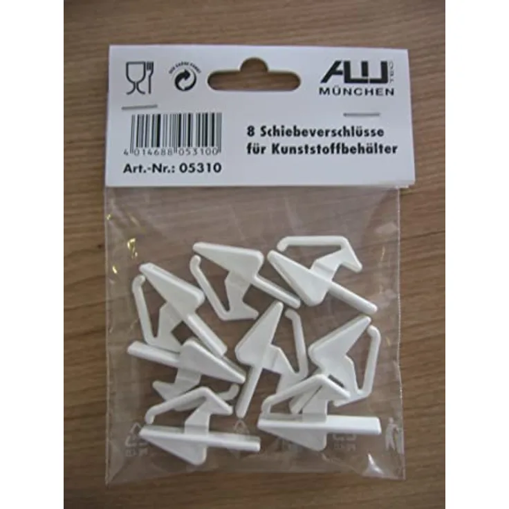 Alutec 05310 Schiebeverschlüsse für Kunststoffbehälter Weiß 8St.