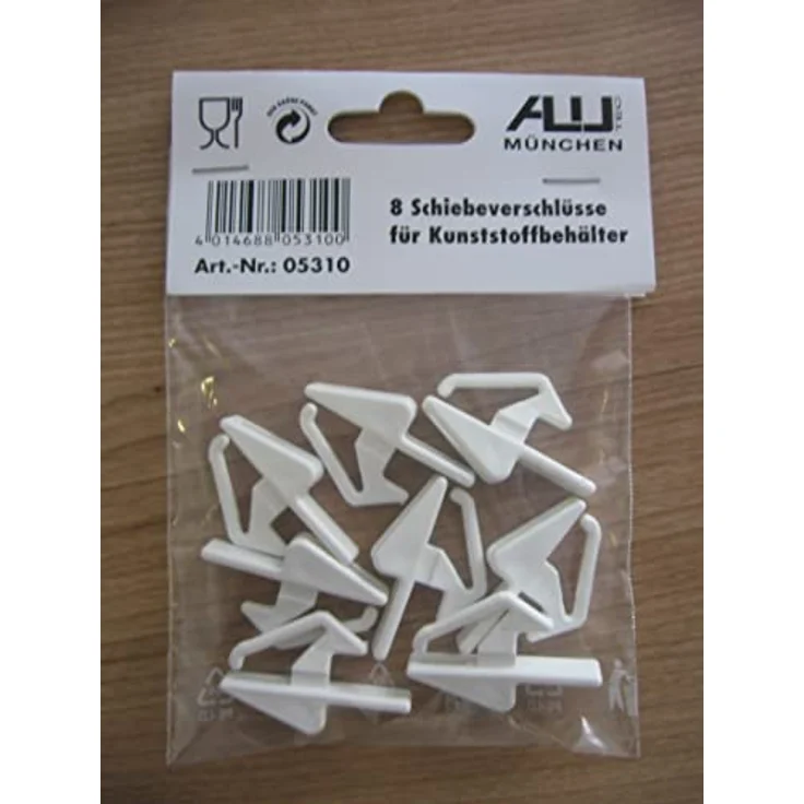 Alutec 05310 Schiebeverschlüsse für Kunststoffbehälter Weiß 8St. – Bild 1