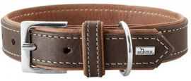 Hunter Hunde-Halsband Porto dunkelbraun-cognac S-M