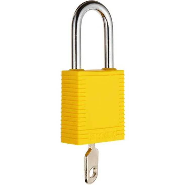 Brady, Sicherheitsschloss mit Stahlbügel, Gelb, 38mm Bügelhöhe, 6,5mm Bügeldurchmesser Keyed Different 6er Pack 051346