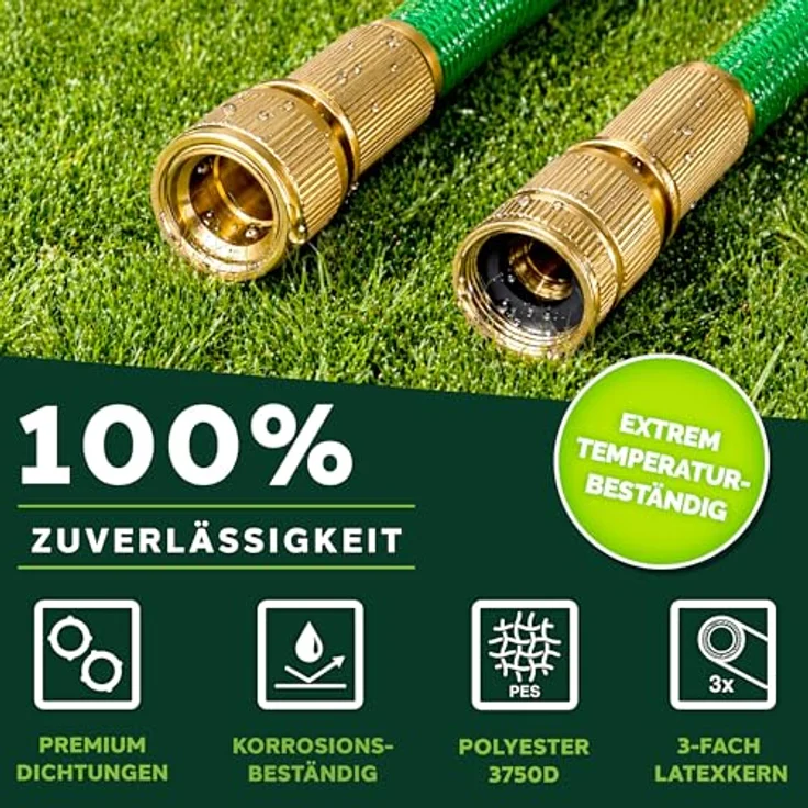 TRESKO Premium Gartenschlauch Flexibler Wasserschlauch dehnbarer Flexischlauch Grün 30m – Bild 8