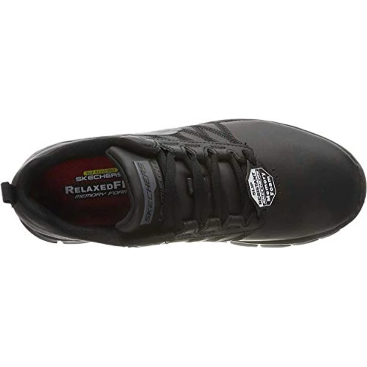 Skechers Sure Track Erath Schnürschuh für Gastronomie & Pflege, rutschhemmende Laufsohle, Leder, Memory Foam, Schwarz – Bild 6