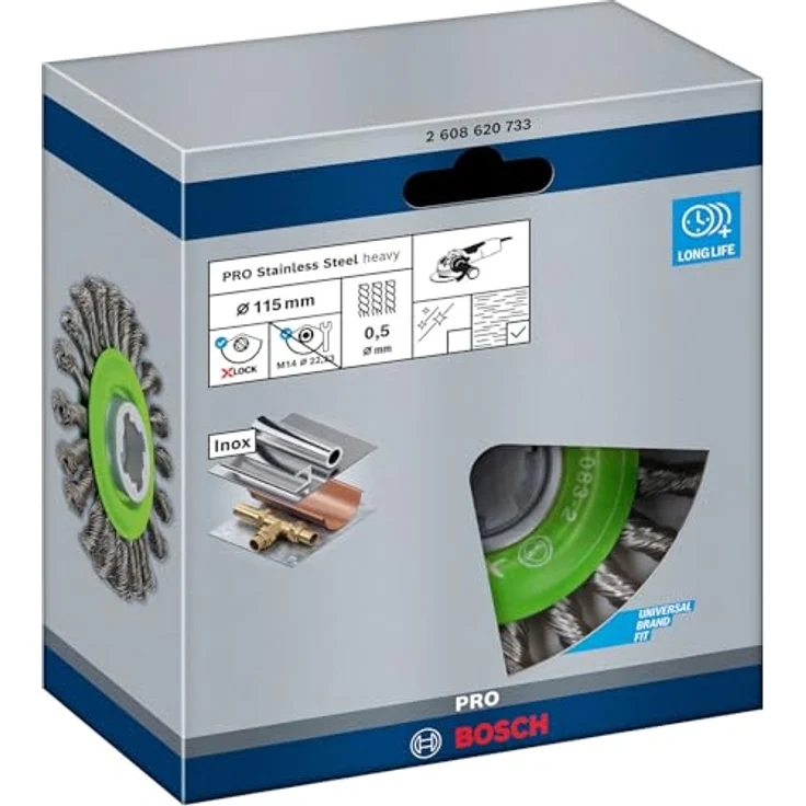 Bosch Professional Scheibenbürste gezopfter Draht Heavy (für Inox, X-LOCK, rostfrei, Ø 115 mm, Drahtstärke 0,5 mm) - Preisvergleich – Bild 3