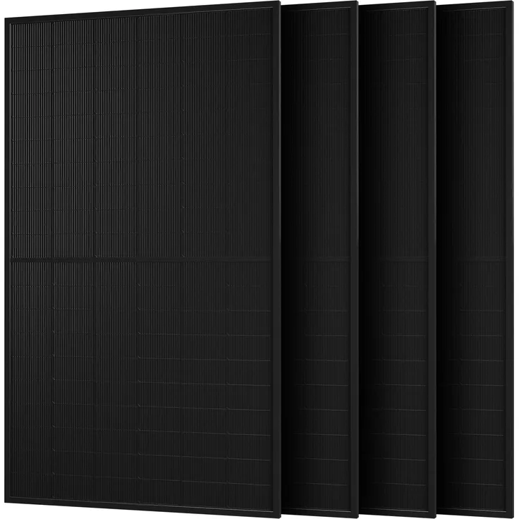 Powerness® JA Solar 4x 500Wp Full Black Bifazial Glas-Glas Solarmodule, 2000Wp mit 22.6% Wirkungsgrad für Balkonkraftwerk (0% MwSt)