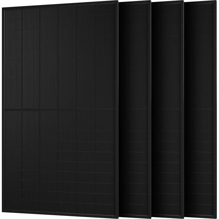 Powerness® JA Solar 4x 500Wp Full Black Bifazial Glas-Glas Solarmodule, 2000Wp mit 22.6% Wirkungsgrad für Balkonkraftwerk (0% MwSt)