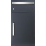 Paketbriefkasten XXL anthrazit, Briefkasten mit Paketbox, MOCAVI PBox 65F Design-Paketkasten, rostfrei modern matt extra großer Standbriefkasten, freistehend oder Wandmontage, Paketbox RAL 7016