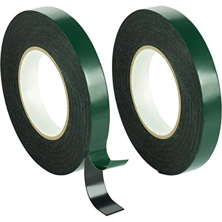 Poppstar 2x Doppelseitiges Schaumstoff-Klebeband, Montage-Band (10m x 19mm x 1mm), schwarz