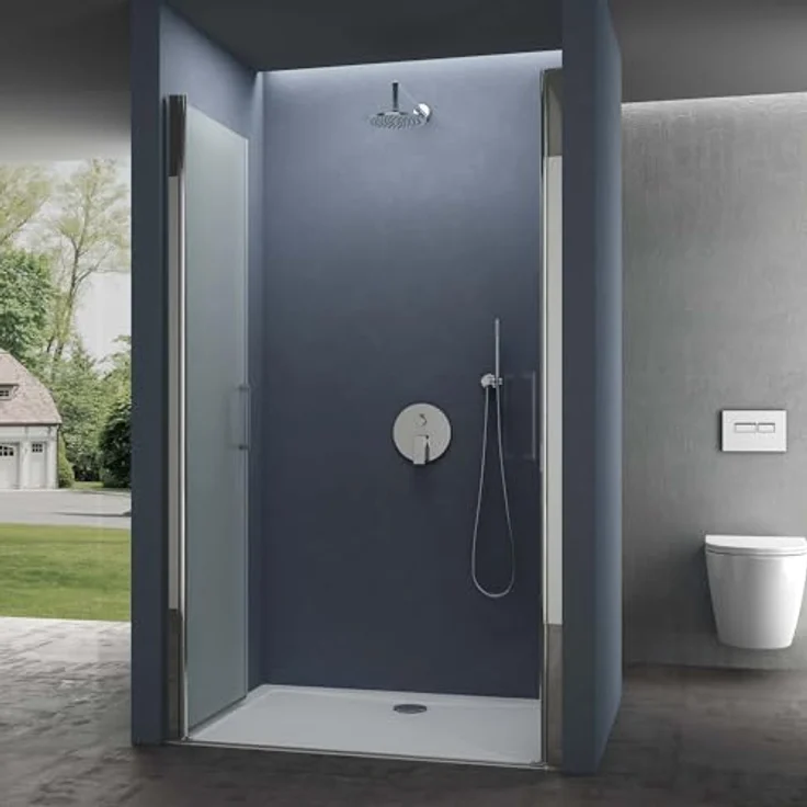 doporro Nischentür T24VS, Duschabtrennung 90cm mit ESG-Sicherheitsglas satiniert, Drehtür mit Hebe- und Senkmechanismus, 195cm hoch – Bild 2