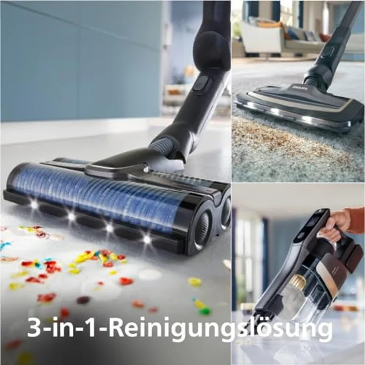 Philips Nass-Trocken-Akkusauger AquaTrio Cordless 9000 Series XW9463/11, 48,6 W, beutellos, 3-in-1 Reinigungslösung, automatisches Reinigungssystem – Bild 2