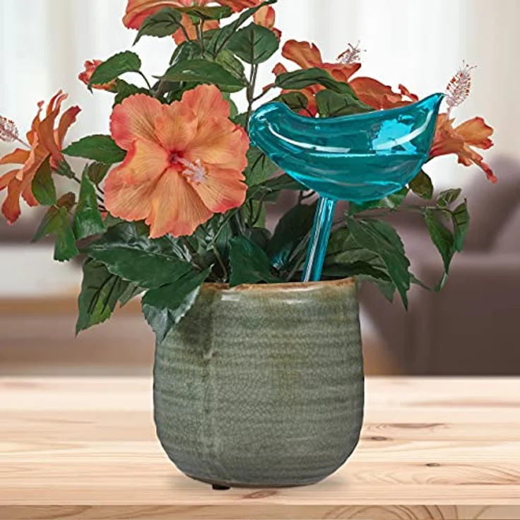 relaxdays Tropfer Bewässerungskugeln 4er Set, Automatische Pflanzenbewässerung in dekorativer Vogel-Form, Blau – Bild 2