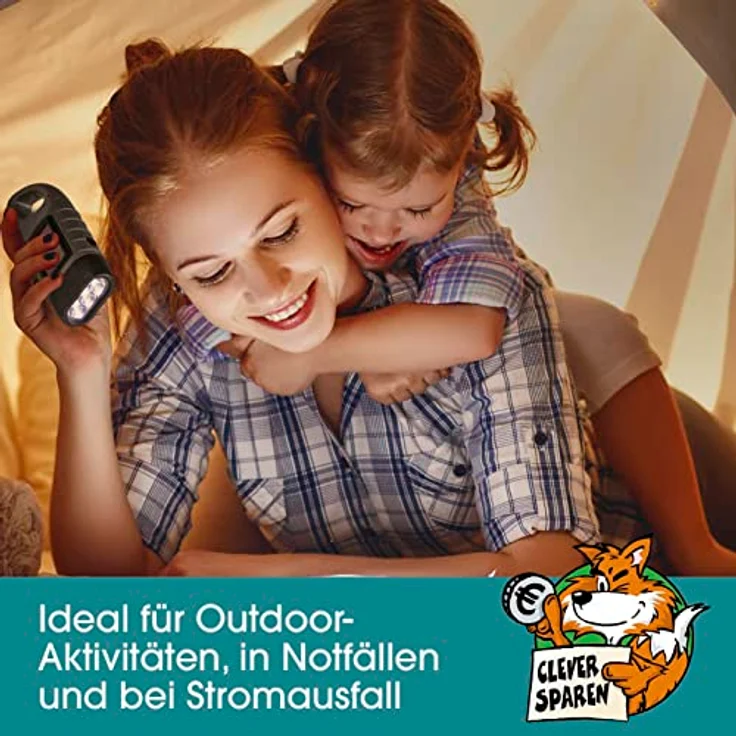 EASYmaxx Solar Taschenlampe mit Dynamo Kurbel | Notfall Solar & Dynamo Taschenlampe | helle LED Lampe | Indoor, Outdoor & Camping Notlicht mit Karabinerhaken zum Aufhängen [ohne Batterie] - Preisvergleich – Bild 2