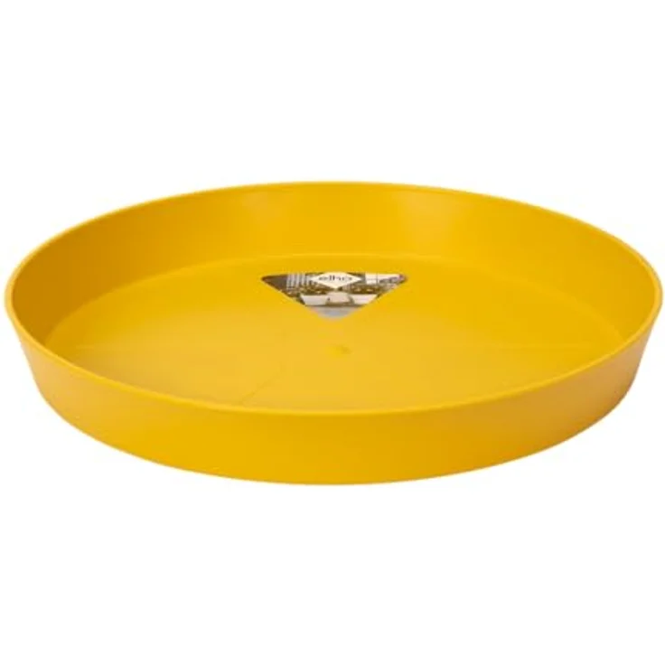 elho Loft Urban Untersetzer Rund 14, Blumentopf Untersetzer für Außen, Ø 14.0 x H 1.9 cm, Gelb/Ocker, aus recyceltem Plastik – Bild 1