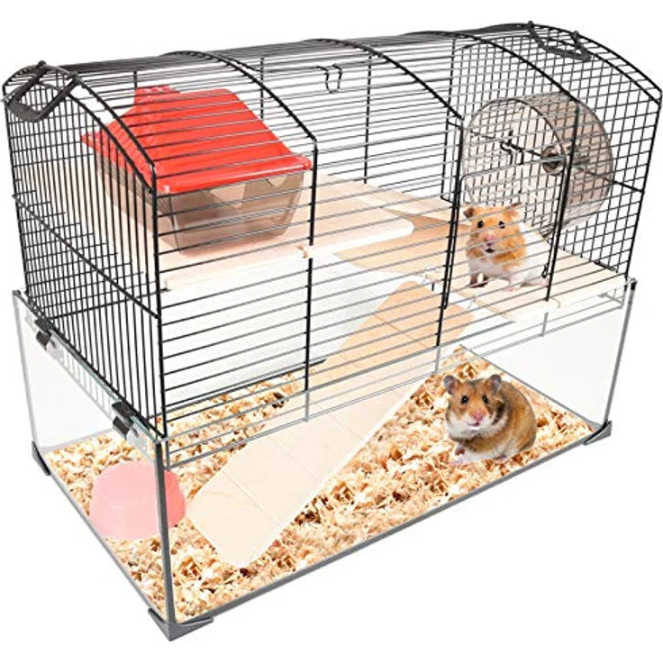 Flamingo HAMSTERKÄFIG VITRU SCHWARZ 1 51,5x29x40CM, Metall, Glas und Holz – Bild 4