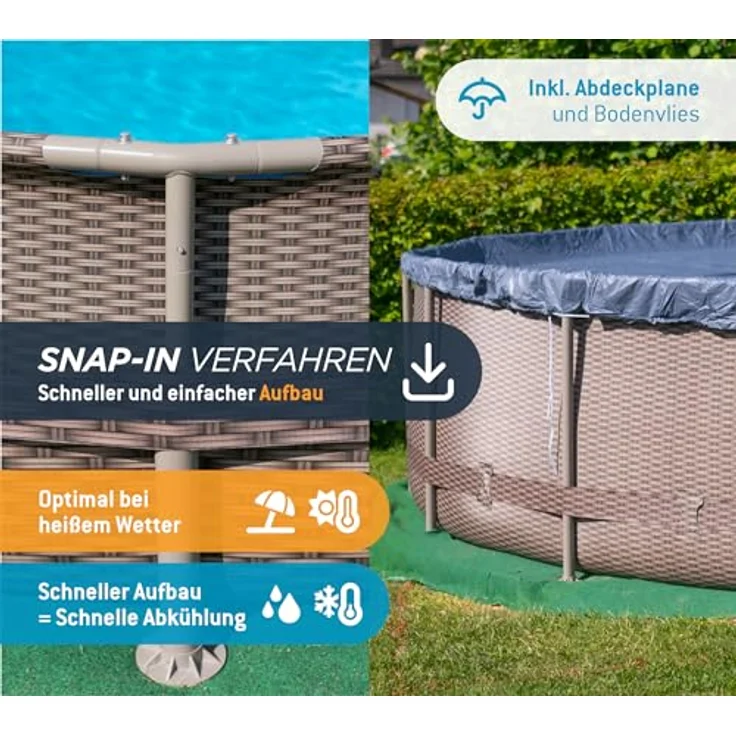Summer Waves Rundpool Active Frame Swimmingpool'' ''Ø 457 x 106 cm, braun'''' – Bild 5