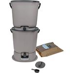 Skaza Bokashi Essential Set (2 x 15,3 Liter) + Base | Gartenkomposter aus recyceltem Kunststoff | Starter Set + incl. 1 kg Fermentation Starter | Hellgrau