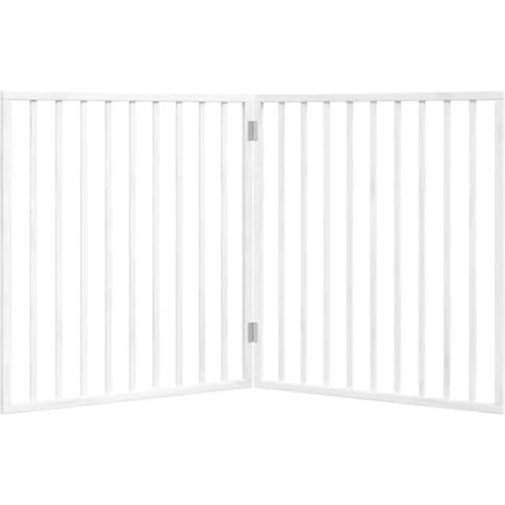vidaXL 2-TLG. Hundetor Faltbar Weiß 160 cm Pappelholz, Benutzerfreundliches Hundegitter ohne Bohren, langlebiges Material – Bild 4