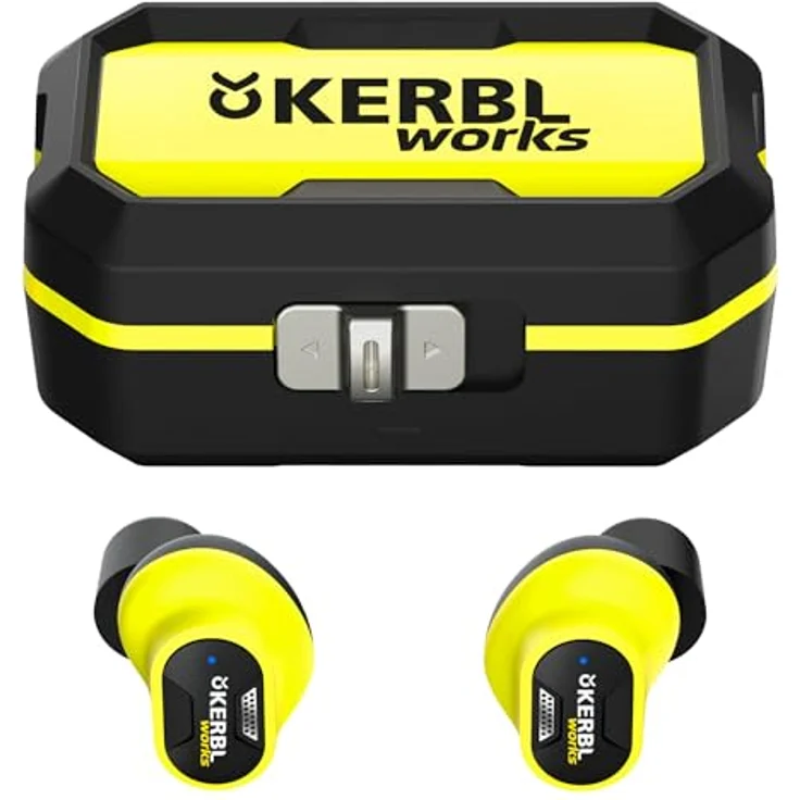 Kerbl Gehörschutzstöpsel Kerbl works Buds BT, In-Ear Kopfhörer mit Bluetooth, Geräuschunterdrückung und Awareness-Modus, 31 dB Lärmschutz, Schwarz – Bild 2