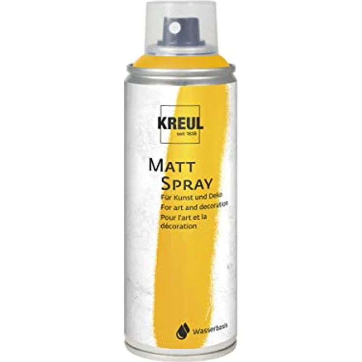 KREUL 76362 - Farbspray, gold 200 ml, klassisch matte Sprühfarbe auf Wasserbasis, hochpigmentiert und wasserfest, styropofest, für Innen und Außen – Bild 1