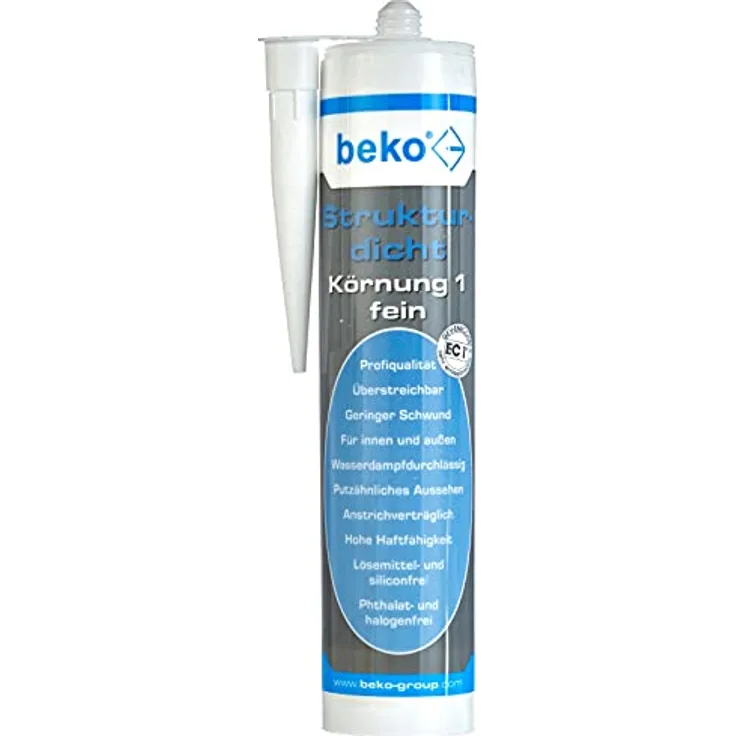 beko Strukturdicht 310 ml, weiß-strukturiert, plastoelastische Fugendichtmasse für Putz, Fassade und Mauerwerk – Rissabdichtung