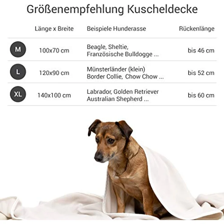 Doctor Bark | kuschelige Hundedecke waschbar bis 95°C, hygienische, weiche Fleecedecke für Sofa und Hundebett, Flauschige Haustierdecke - Made in Germany (M - 100x70 cm/Hellbeige) – Bild 5