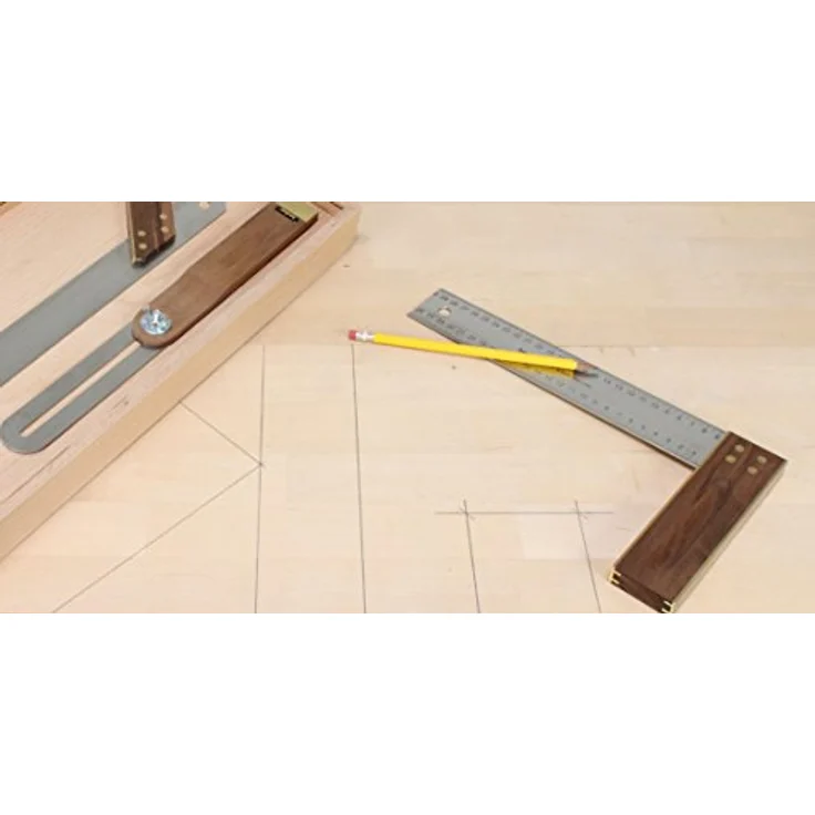 Hedue Tischler-Set A031, Winkelmesser mit Edelstahlblatt und Nussbaumholzgriffen, 300 mm, präzise Winkelgenauigkeit 0,06° – Bild 9