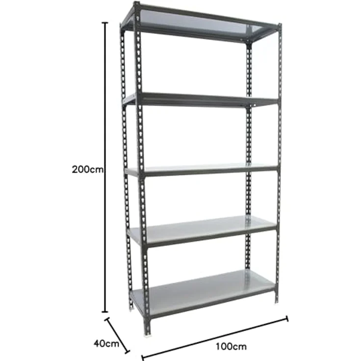 Simonrack Simonclick Metallregal Plus, Steckregal (H 200 x B 100 x T 40 cm, 5 Böden, Traglast 180 kg pro Boden, anthrazit) – Bild 2