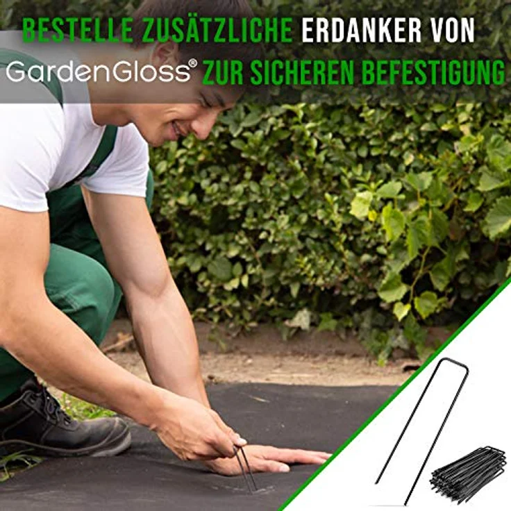 GardenGloss® 50m² Unkrautvlies Gartenvlies 150g/m² Extra Stark gegen Unkraut – Extrem Reissfest und Hohe UV-Stabilisierung – Unkrautfolie Wasserdurchlässig (50m x 1m, 1 Rolle) - Hohe Materialstärke für vielfältige Verwendungsmöglichkeiten – Bild 5