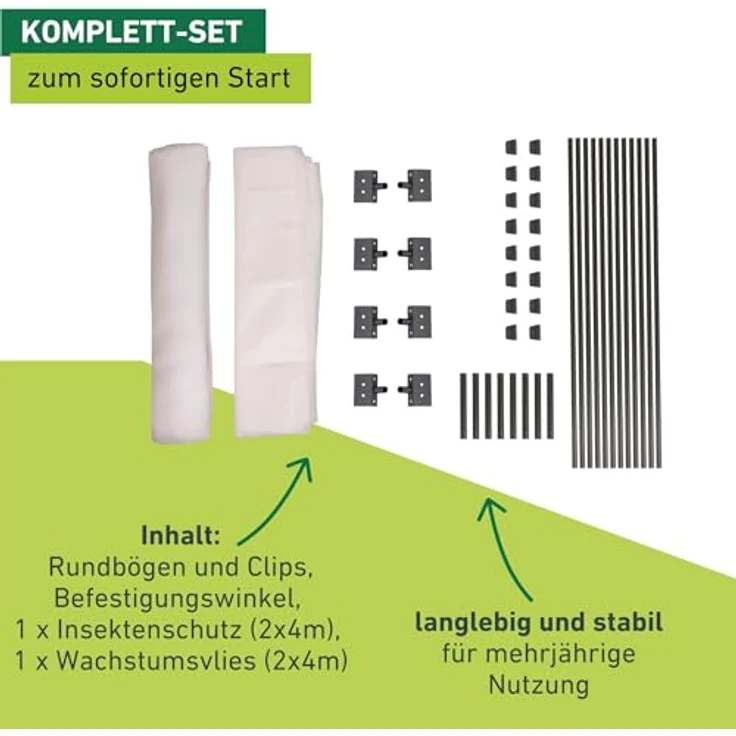 Windhager Hochbeet Tunnelbogen Komplettset, 4 x 2 m, Pflanztunnel mit Rundbögen, Insektenschutz und Wachstumsvlies, flexibel einsetzbar und wachstumsfördernd – Bild 3