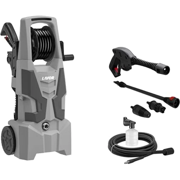 Lavor Hochdruckreiniger Run Extra 145 GL, elektrisch grau, 150 Bar, 420 l/h, 1900W mit Aufwickler