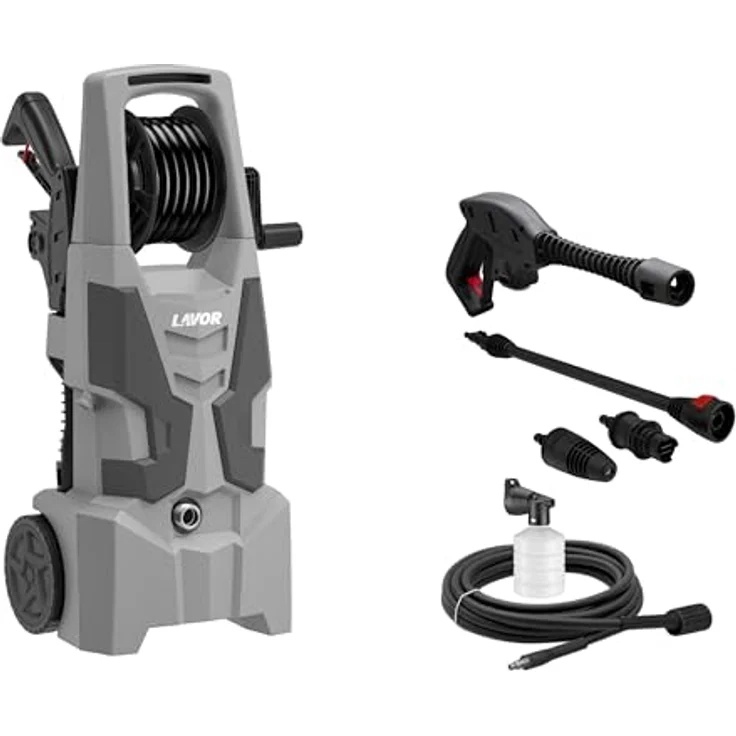 Lavor Hochdruckreiniger Run Extra 145 GL, elektrisch grau, 150 Bar, 420 l/h, 1900W mit Aufwickler – Bild 1