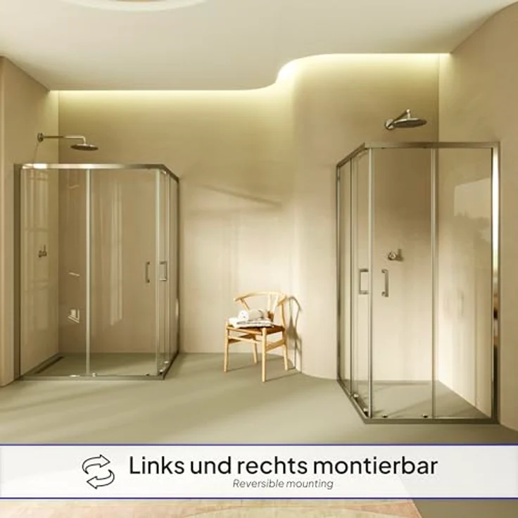 i-flair Schiebetür Duschkabine DK77, 95x95x180 cm aus durchsichtigem 6 mm ESG mit silbernen Profilen und Easy-Clean System – Bild 3