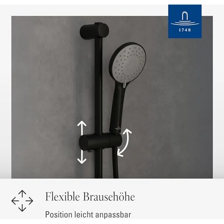 Villeroy & Boch Universal Showers Duschgarnitur, Duschsystem mit Handbrause und 3 Strahlarten, Höhe 60.40 cm, matt schwarz – Bild 4