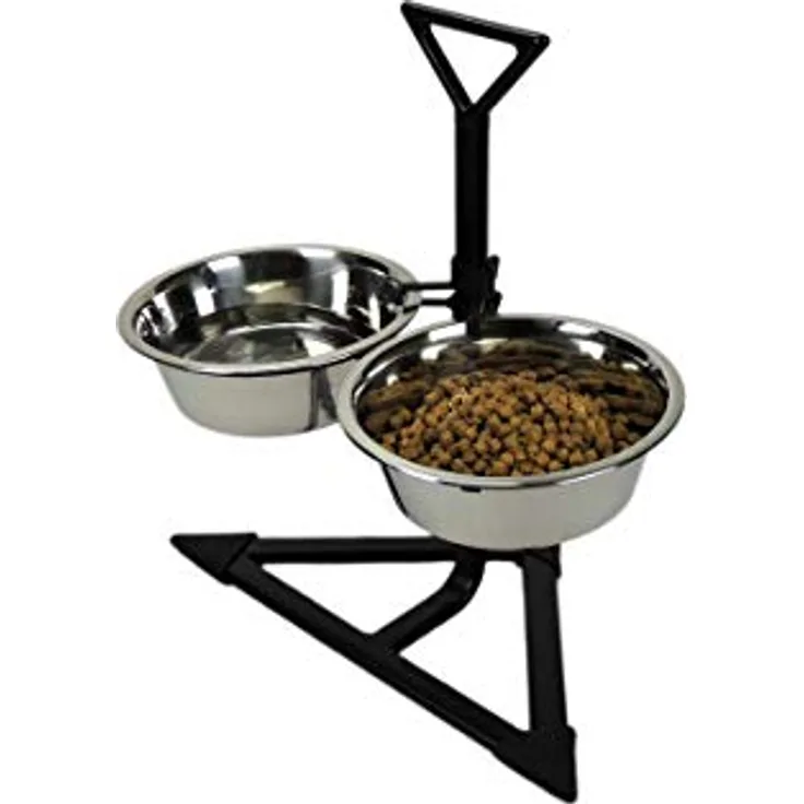 Classic Pet Products Doppel-Futterstation mit 2 x 1700 ml Edelstahlnäpfen, höhenverstellbar