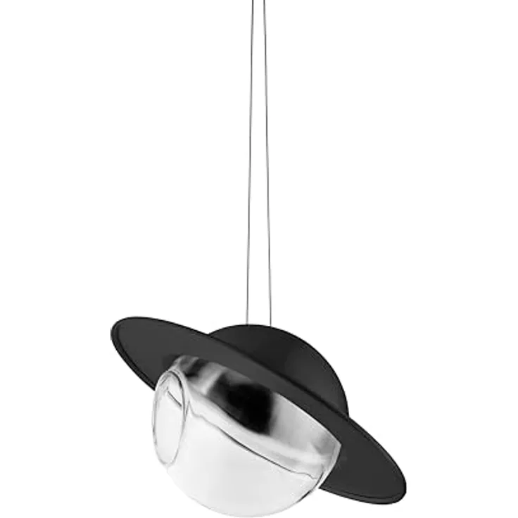 EVA SOLO Saturn Vogelfutterhaus Schwarz, wetterbeständiger Futterspender mit transparenter Glaskugel und Schutzdach, wartungsarm für Gartenvögel