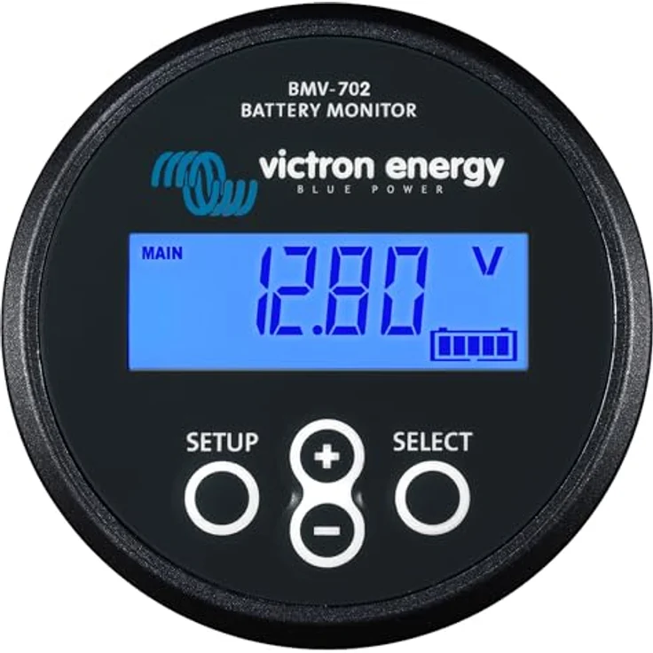Victron Energy BMV-702 Batteriemonitor schwarz, Multifunktionsgerät mit zusätzlichem Spannungseingang und Restlaufanzeige – Bild 1