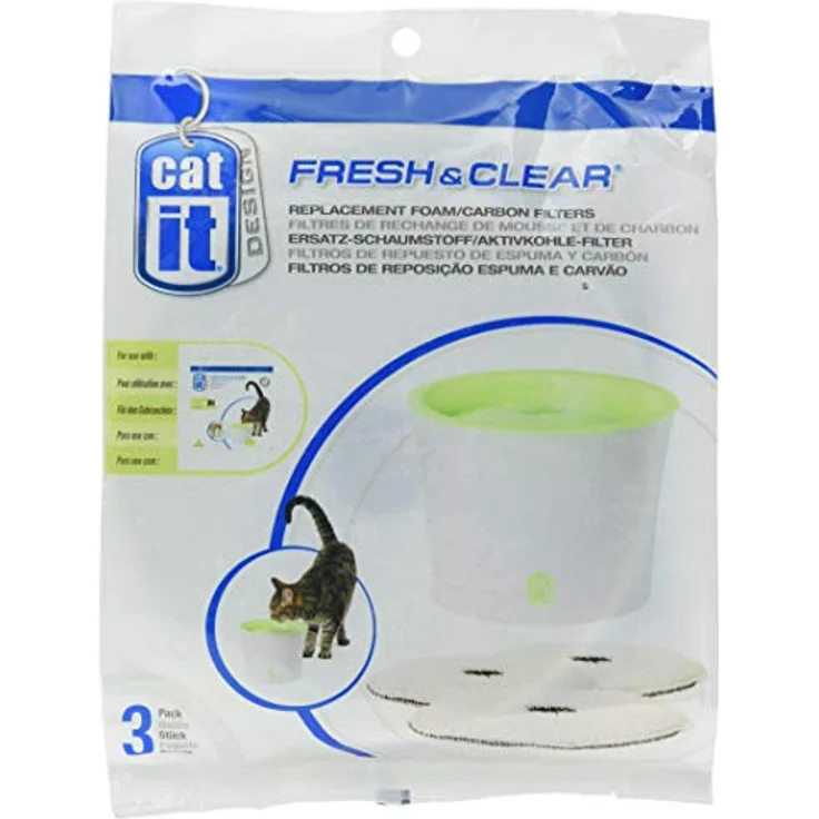 Catit Ersatzreinigungsfilter, Trinkbrunnenfilter, für die 3L Catit Trinkbrunnen, 3er Pack – Bild 1