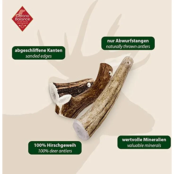ChronoBalance® XL (5er Set) Hirschgeweih Hundespielzeug, Zahnpflege, Kausnack, Kauknochen - Naturbelassen, ohne Zusätze – Bild 3