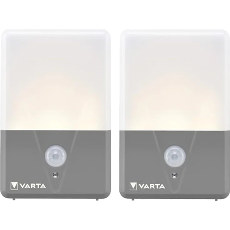 VARTA Nachtlicht mit Bewegungssensor LED, 2 Stück, unbestückt, Motion Sensor Outdoor Light Twin Pack, batteriebetrieben, Installation: Schraube, Magnet oder 3M-Klebeband, Spritzwassergeschützt – Bild 1