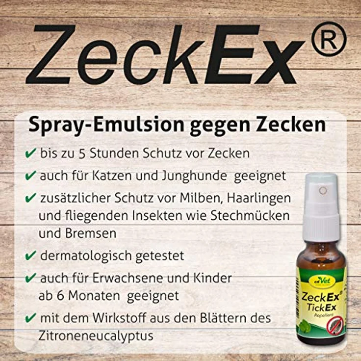 cdVet ZeckEx Zeckenabwehr-Spray 20 ml - Sofortschutz mit Langzeitwirkung für Mensch und Tier, natürliches Zeckenmittel ohne synthetische Zusatzstoffe, dermatologisch getestet, 50 ml, 750 – Bild 2