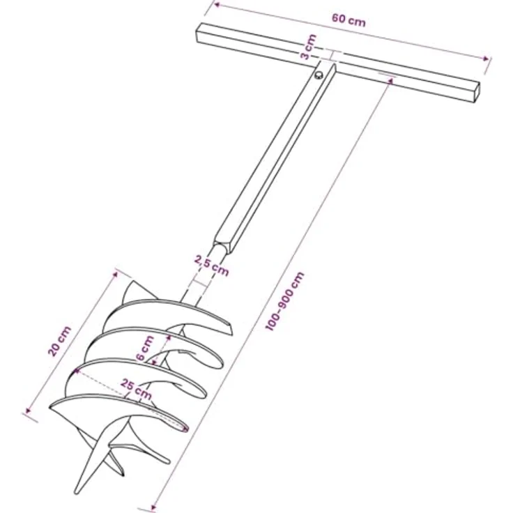 Erdbohrer mit Griff 200 mm Verlängerungsrohr 9 m – Bild 4