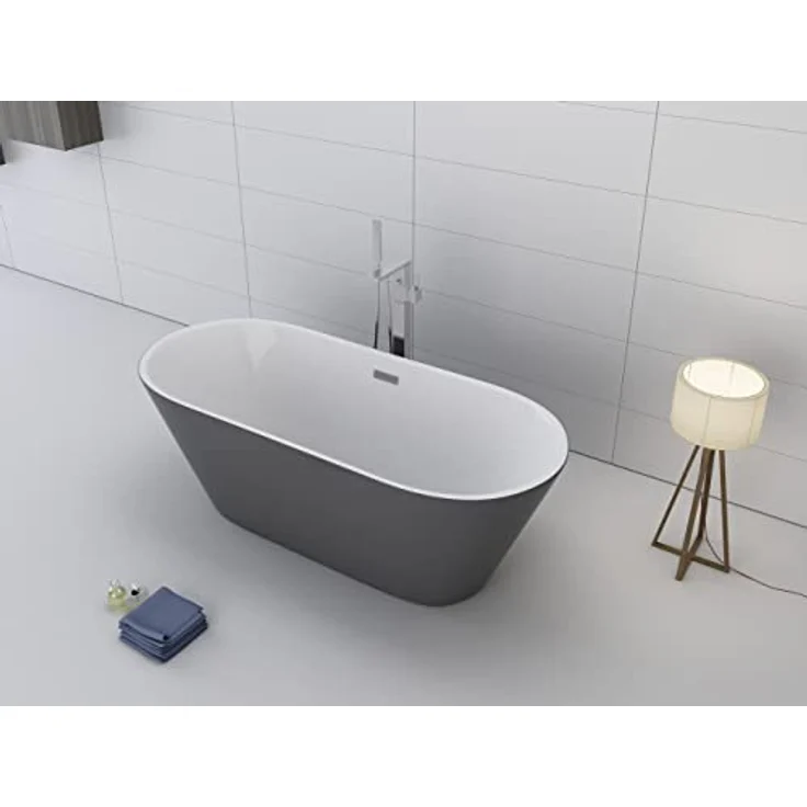 Jet-Line Badewanne LAUSANNE II, freistehende Badewanne in grau, 170 cm x 80 cm, sanitär-acryl mit fiberglasverstärktem Wannenboden – Bild 5