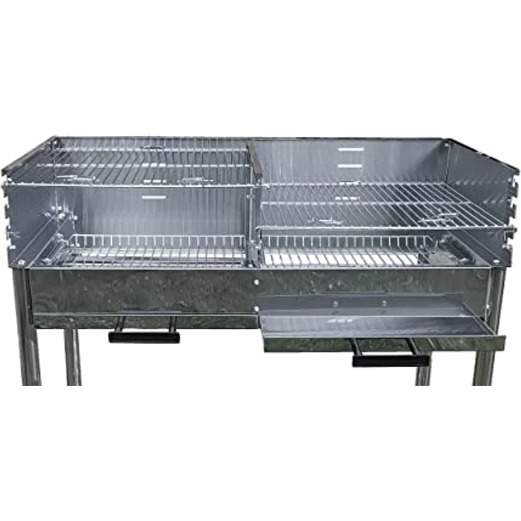 Grilltisch aus Edelstahl, Outdoorküche, Holzkohhlegrill mit zwei Grillflächen – Bild 2