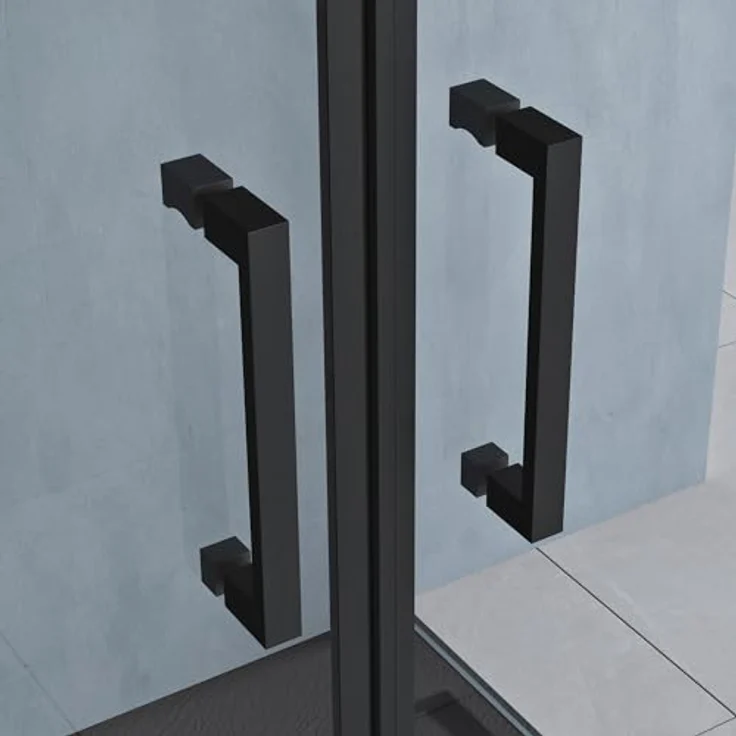 doporro Ravenna66UK U-Form Duschkabine 75x90cm, Duschabtrennung in schwarz mit 2 Drehtüren aus ESG-Sicherheitsglas und NANO-Beschichtung – Bild 5