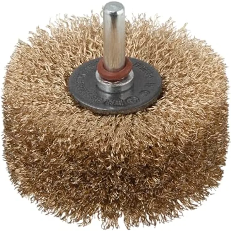wolfcraft Holz-Struktur-Bürste 2265000, Spezialwerkzeug zum Strukturieren von Holzflächen, Ø 80 x 35 mm, Rundschaft 8 mm, 4500 RPM
