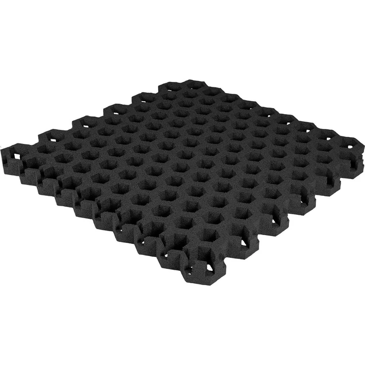 Gum-Tech Rasengitter Hexagon, Bodenschutzmatte schwarz, Fallhöhe bis 3,0 m, 106 x 99 x 4,5 cm