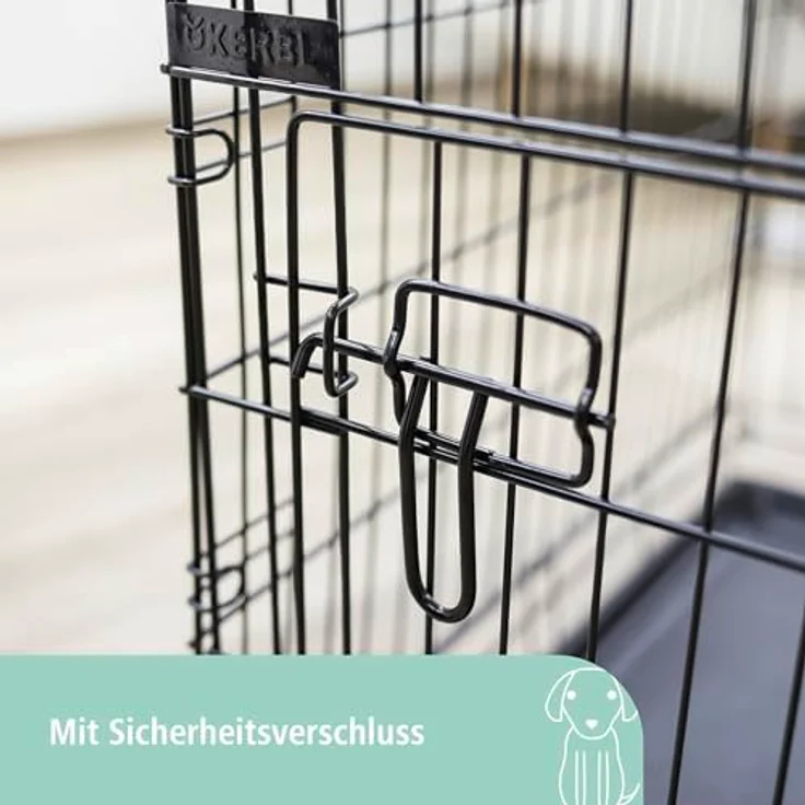 Kerbl Pet Gittertransportbox 81364, klappbar, 63 x 48 x 57 cm, 1 Tür, schwarz – Bild 3