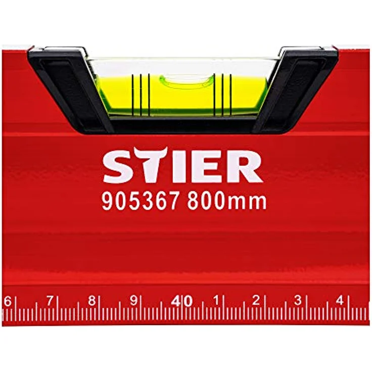 STIER Premium Wasserwaage, mit Magnet und drei Libellen, 800 mm, 0,5 mm/m, vertikal und horizontal messen, Spiegel-Lotlibelle, präzise Messung, Aluminiumlegierung, doppelt gefräste Oberfläche – Bild 5